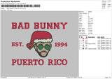 Bad Bunny Puerto Rico Embroidery File 6 sizes