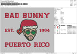 Bad Bunny Puerto Rico Embroidery File 6 sizes