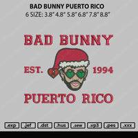 Bad Bunny Puerto Rico Embroidery File 6 sizes