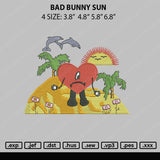 Bad Bunny Sun Embroidery File 4 sizes