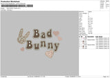 Bad Bunny Hearts Embroidery File 5 sizes