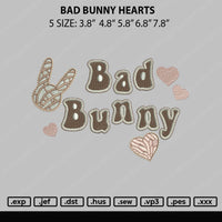 Bad Bunny Hearts Embroidery File 5 sizes