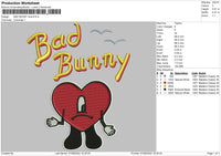 Bad Bunny Love Embroidery File 4 sizes