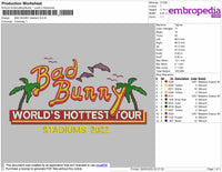 Bad Bunny Stadiums Embroidery File 4 size