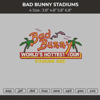 Bad Bunny Stadiums Embroidery File 4 size