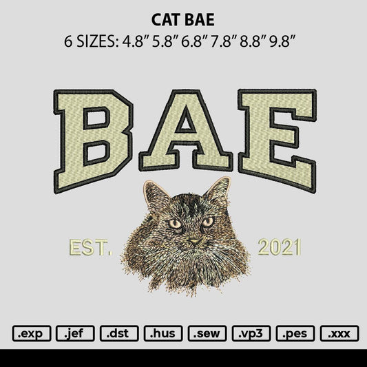 Cat Bae Embroidery File 6 sizes