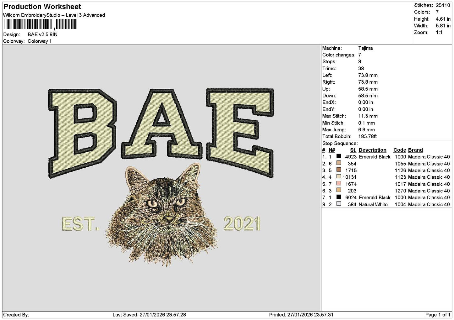 Cat Bae Embroidery File 6 sizes