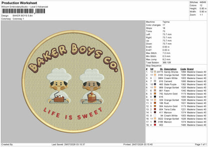 Baker Text Embroidery Machine Design File 6 sizes
