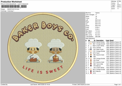 Baker Text Embroidery Machine Design File 6 sizes