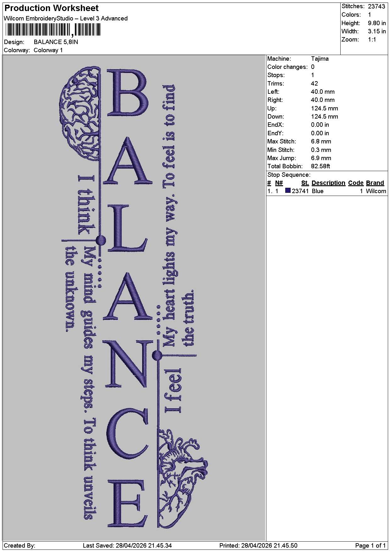 Balancetext Embroidery File 6 sizes