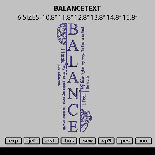 Balancetext Embroidery File 6 sizes