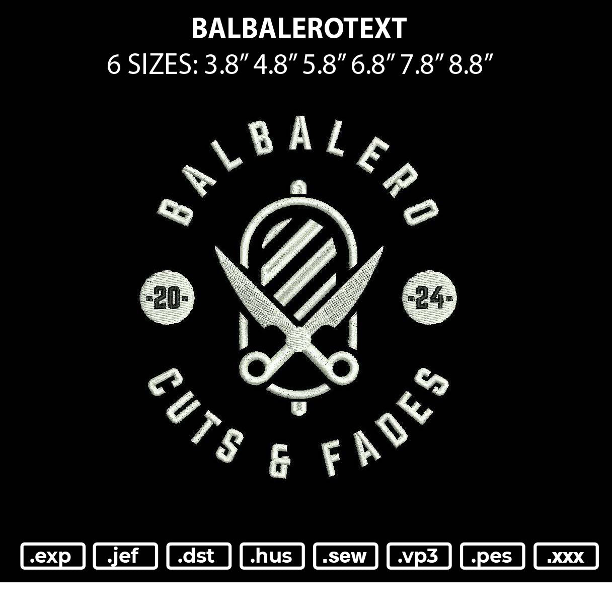 Balbalerotext Embroidery File 6 sizes