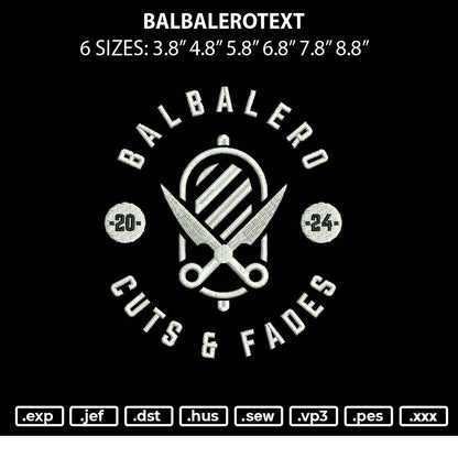Balbalerotext Embroidery File 6 sizes