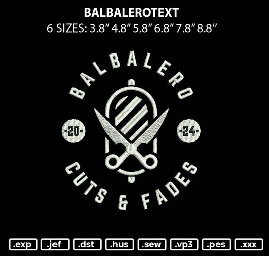 Balbalerotext Embroidery File 6 sizes