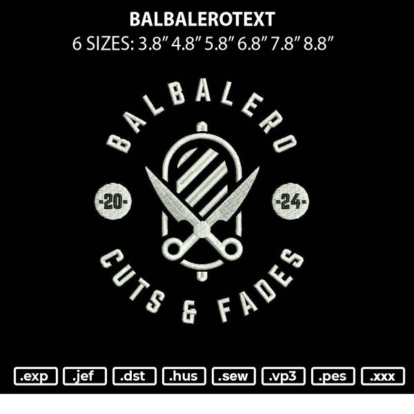 Balbalerotext Embroidery File 6 sizes