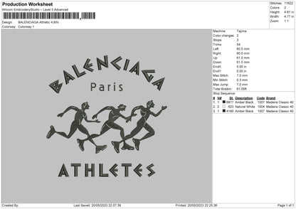 Paris Athletic Embroidery File 6 sizes