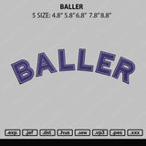 Baller Embroidery File 4 size