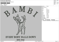 Bambi Separated 3 Parts Embroidery File