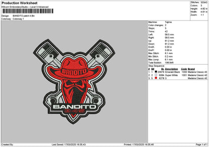 Banditotext Embroidery File 6 sizes