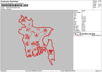 Bangladesh Maps Embroidery File 6 sizes