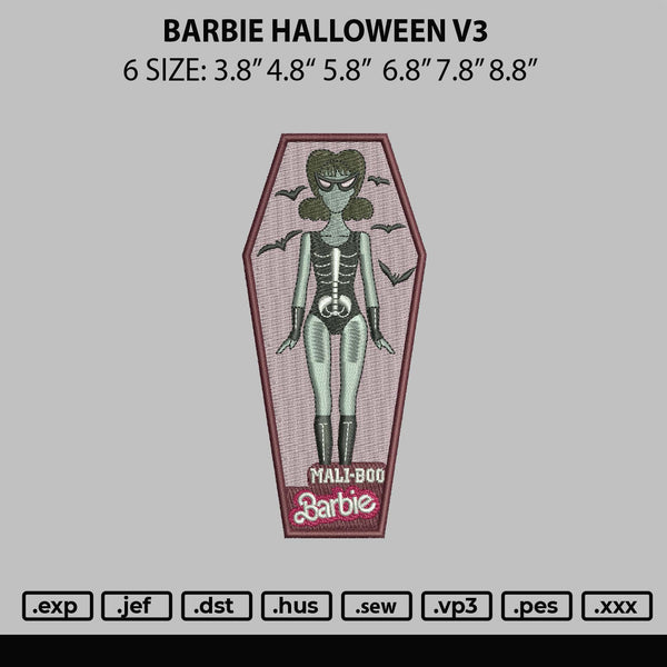 Barbie Halloween V3 Embroidery File 6 sizes