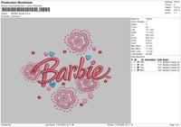 Barbie Flowers Embroidery File 6 sizes