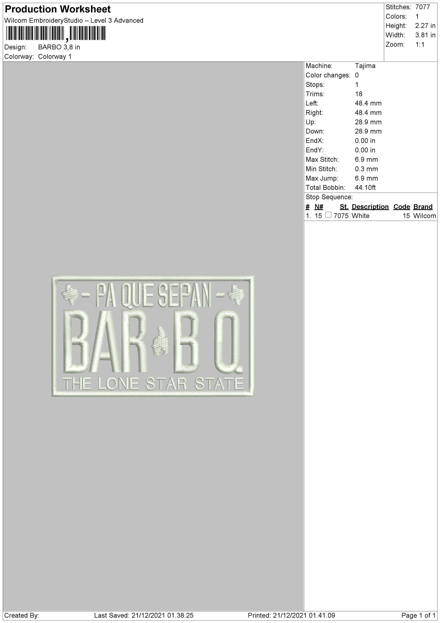 Barbo Embroidery File 4 size