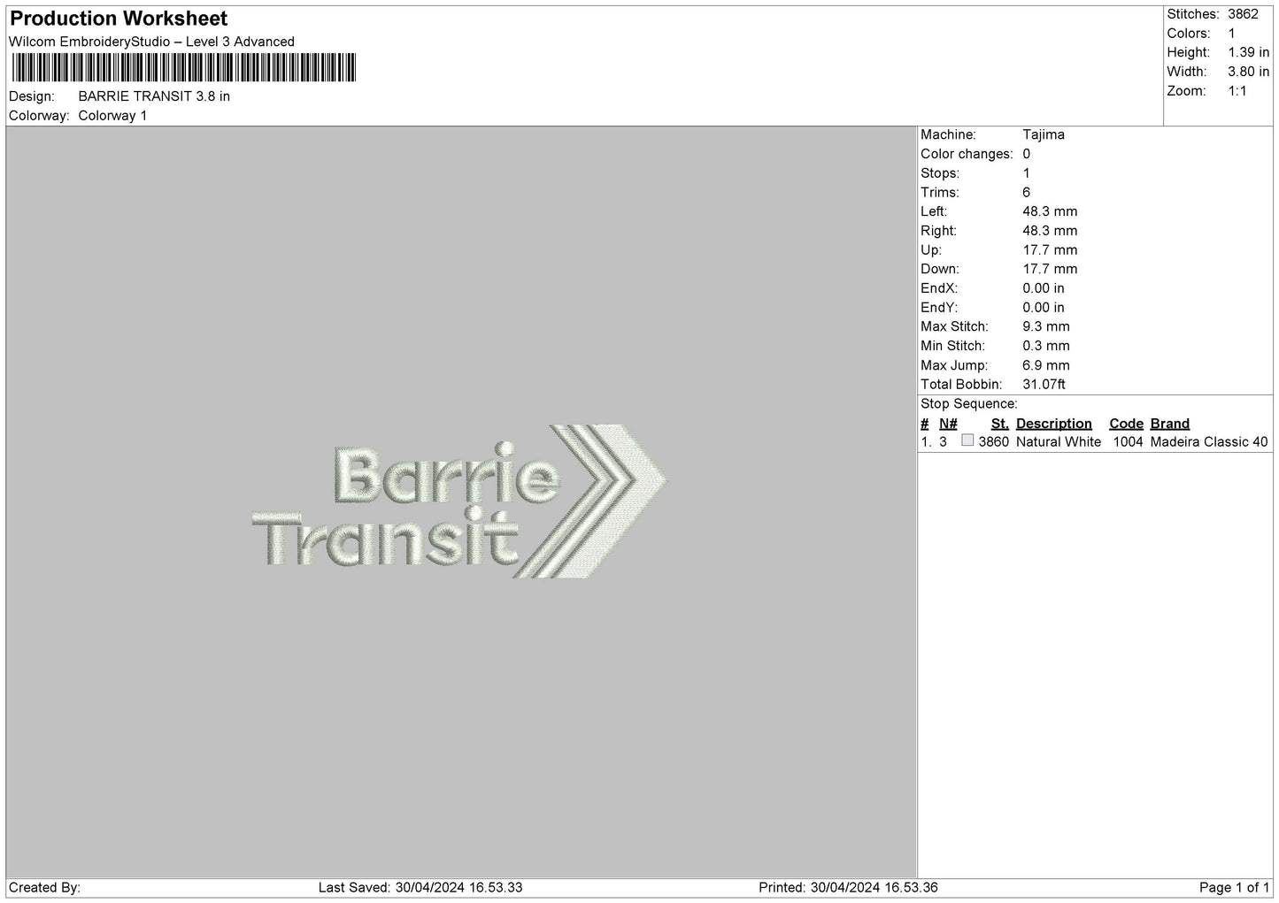 Barrietext Embroidery File 6 sizes
