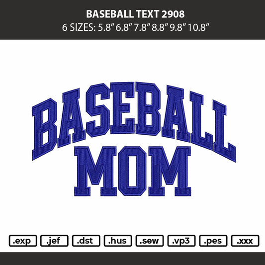 Baseball Text 22908 Embroidery Machine Design File 6 sizes