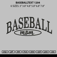 Baseballtext 1204 Embroidery File 6 sizes