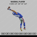 Baseball Player Embroidery File 4 size