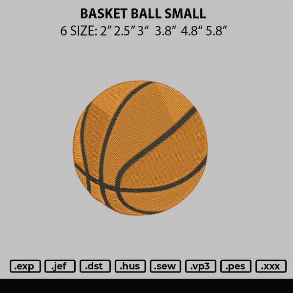 Basket Ball Small Embroidery File 6 sizes