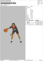 Basket Player Embroidery File 6 sizes