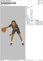 Basket Player Embroidery File 6 sizes