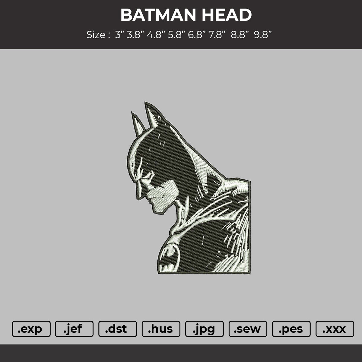 BATMAN'S HEAD Embroidery File 6 sizes – Master Digitizer