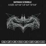 Batman Scribble Embroidery File 6 sizes