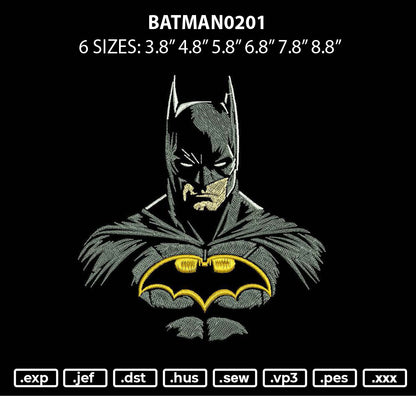 Batman0201 Embroidery File 6 sizes