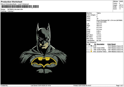 Batman0201 Embroidery File 6 sizes