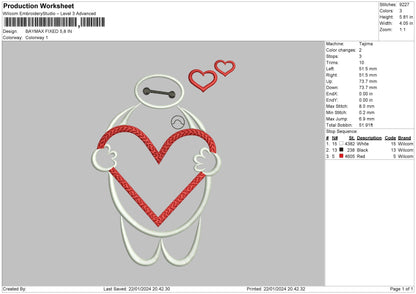 Baymax1601 Embroidery Design File 6 sizes