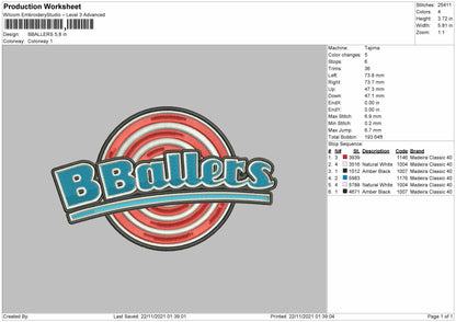 Bballers Embroidery File 4 size