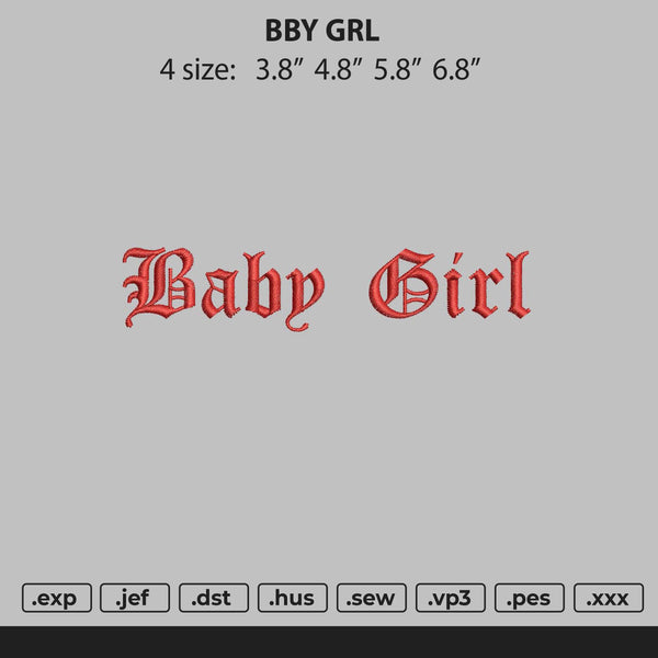 Baby Girl Embroidery File 4 Size