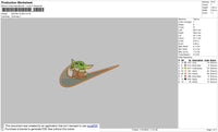 Swoosh Baby Yoda 02 Embroidery File 4 size