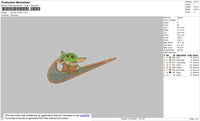 Swoosh Baby Yoda 02 Embroidery File 4 size