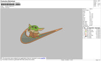 Swoosh Baby Yoda 02 Embroidery File 4 size