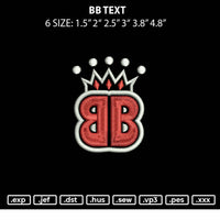 Bb Text Embroidery File 6 sizes