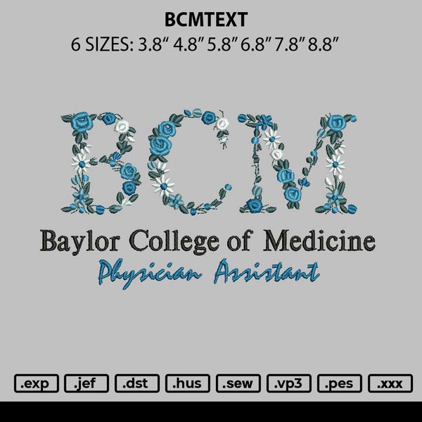 Bcmtext Embroidery File 6 sizes
