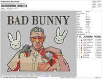 Bad Bunny Image Embroidery File 4 size