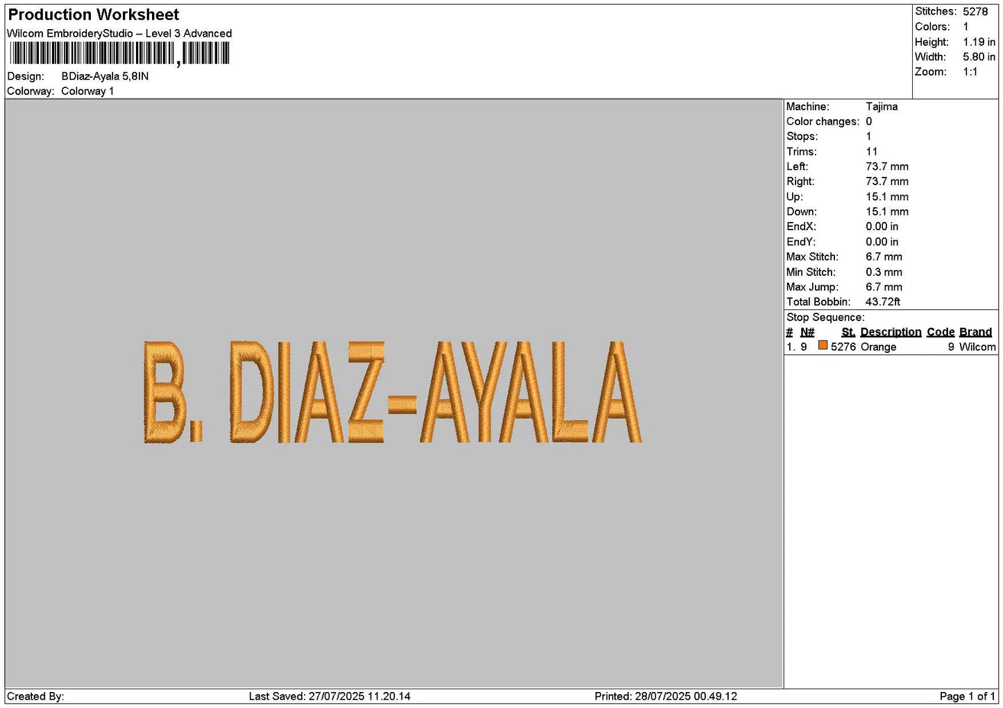 Bdiaztext Embroidery File 6 sizes