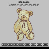 Bear 0810 Embroidery File 6 sizes