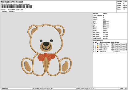 Bear App 02 Embroidery File 6 sizes